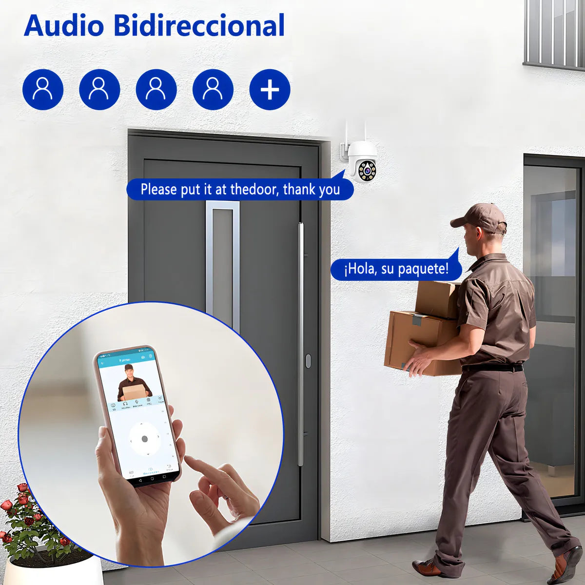 ATSG Cámara Seguridad WiFi 5MP Visión Nocturna, Audio Bidireccional, IP66, PTZ