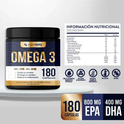Omega 3 800 Epa 400 Dha 180 Cap Alta Pureza Sin Sabor