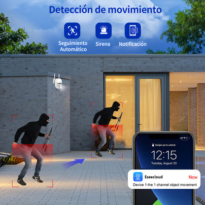ATSG Cámara Seguridad WiFi 5MP Visión Nocturna, Audio Bidireccional, IP66, PTZ