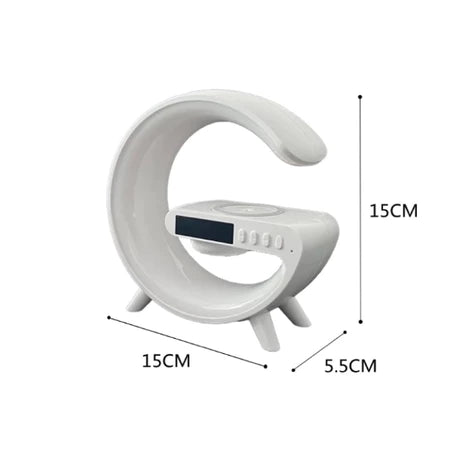 Caja de Sonido G - Speaker COLOR BLANCO Con Reloj Lámpara Bluetooth Inteligente Cargador Inalámbrico Luz LED CON RELOJ